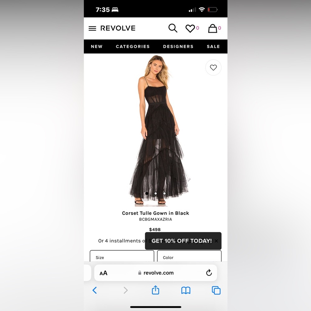 BCBG Corset Tulle Gown in Black